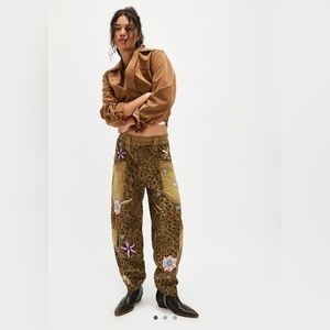 Free People Brown Leopard Print Joggers